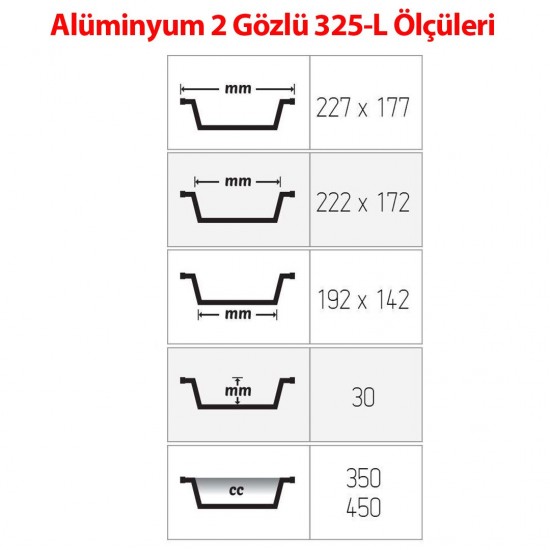 Alüminyum 2 Gözlü Kap+Kapak 100 Adetli