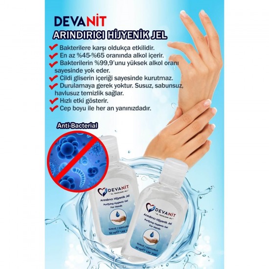 Devanit 1 Adet Antibakteriyel El Temizleme Jeli 50 ml